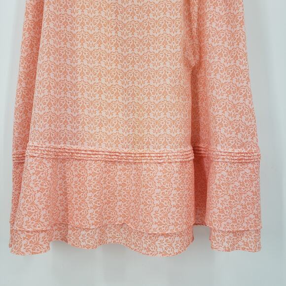 Vintage Y2K Express A Line Maxi Dress 4 Tiered Ruffle Flounce Hem Orange Damask - Picture 8 of 9